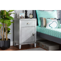 Baxton Studio LD18B050-Silver-Cabinet Romain French Industrial Silver Metal 1-Door Accent Storage Cabinet